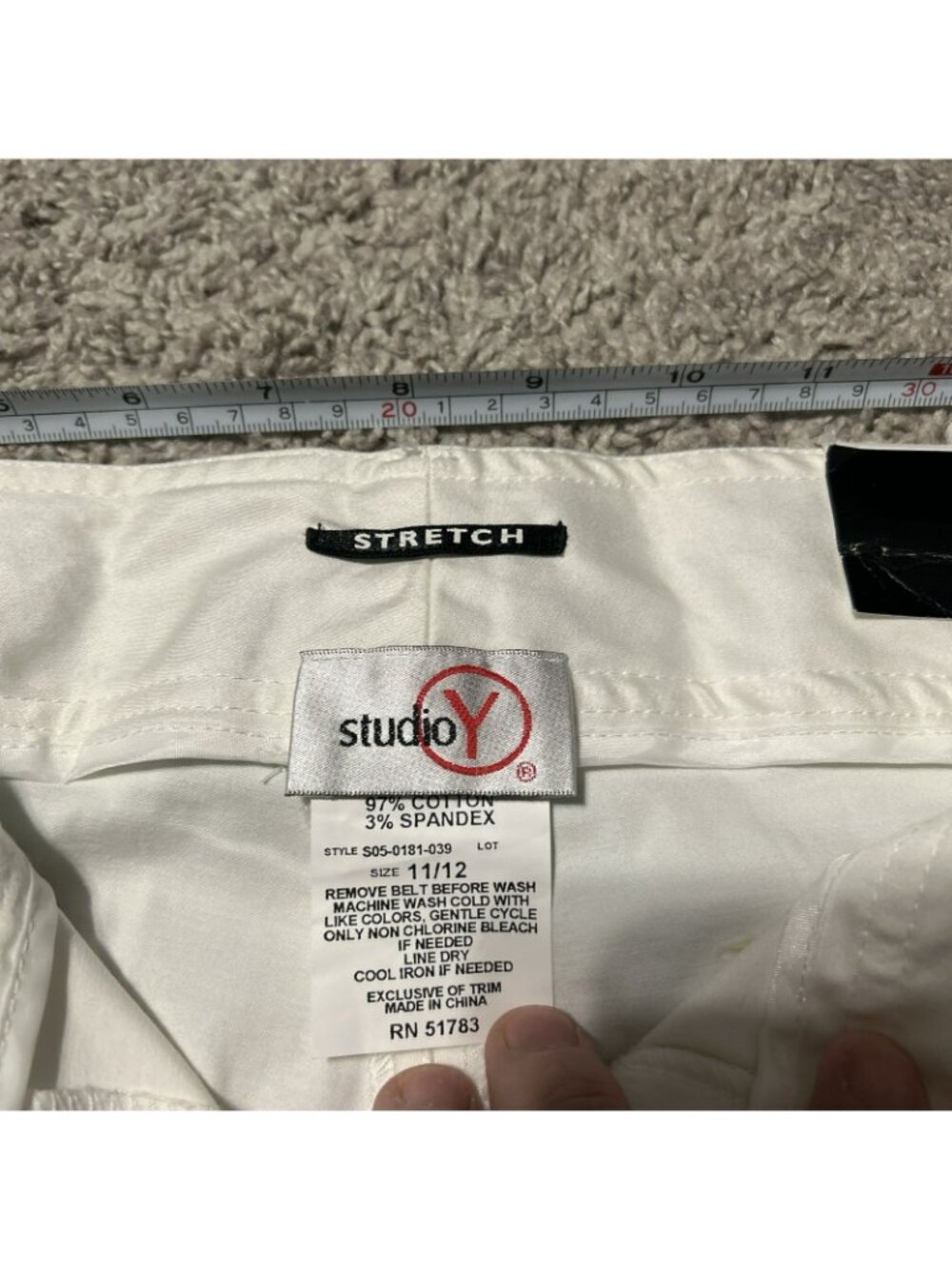 Maurices Womens Embroidered Pant White/Turquoise Size 11/12 Cotton Blend Stretch - Picture 3 of 6
